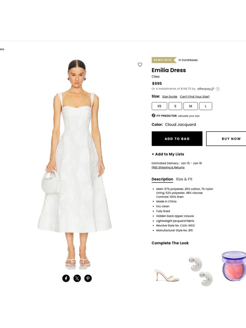 Emilia Sleeveless Midi Dress in Cloud White